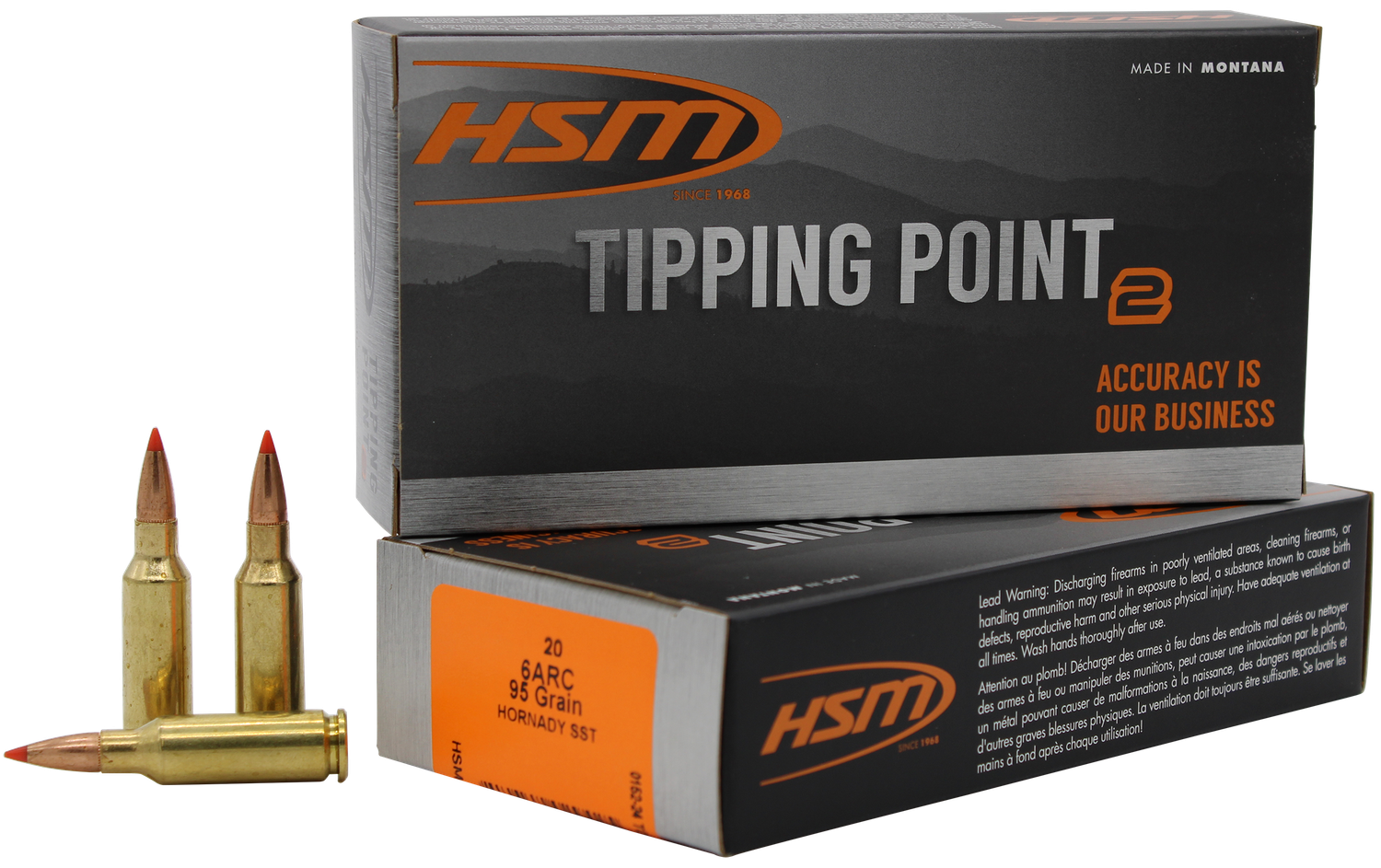 HSM Tipping PointRifle Ammunition 6ARC2N, 6mm ARC, SST, 95 gr, 20 Rd/Bx