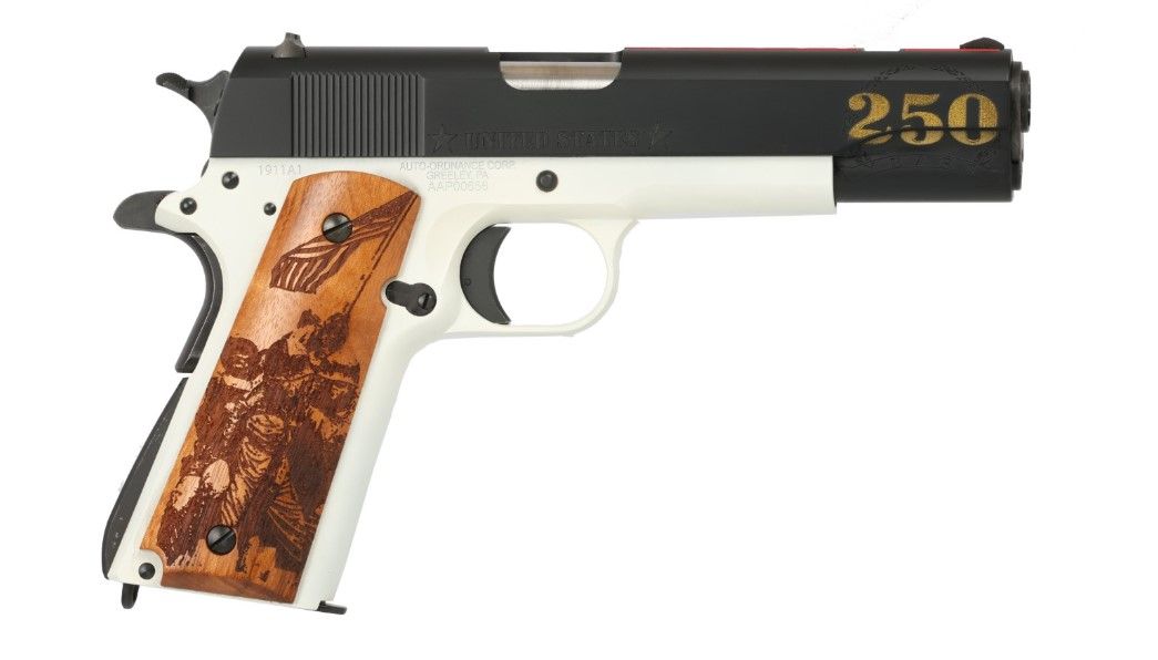 Auto-Ordnance Corp 1911A1 Pistol 1911BKOC17, 45 ACP, 5in, Custom Engraved Hardwood Grips, 7 Rds