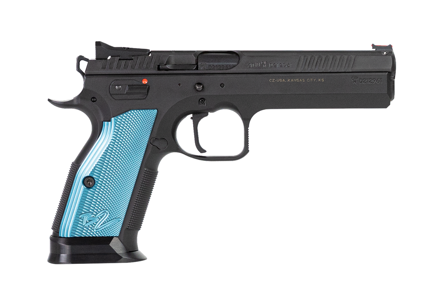CZ-USA TS 2 Pistol 91220, 9mm, 5.23", Blue Aluminum Grips, Black Finish, 20 Rds