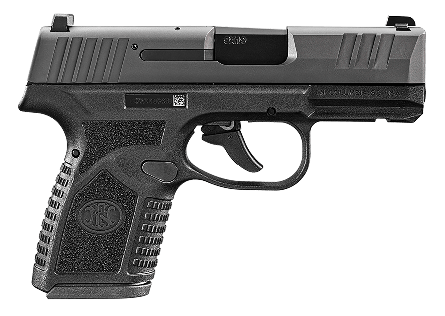 FN Herstal Reflex Pistol 66101412, 9mm Luger, 3.30in, Black Stippled, Black Finish, 10 Rds