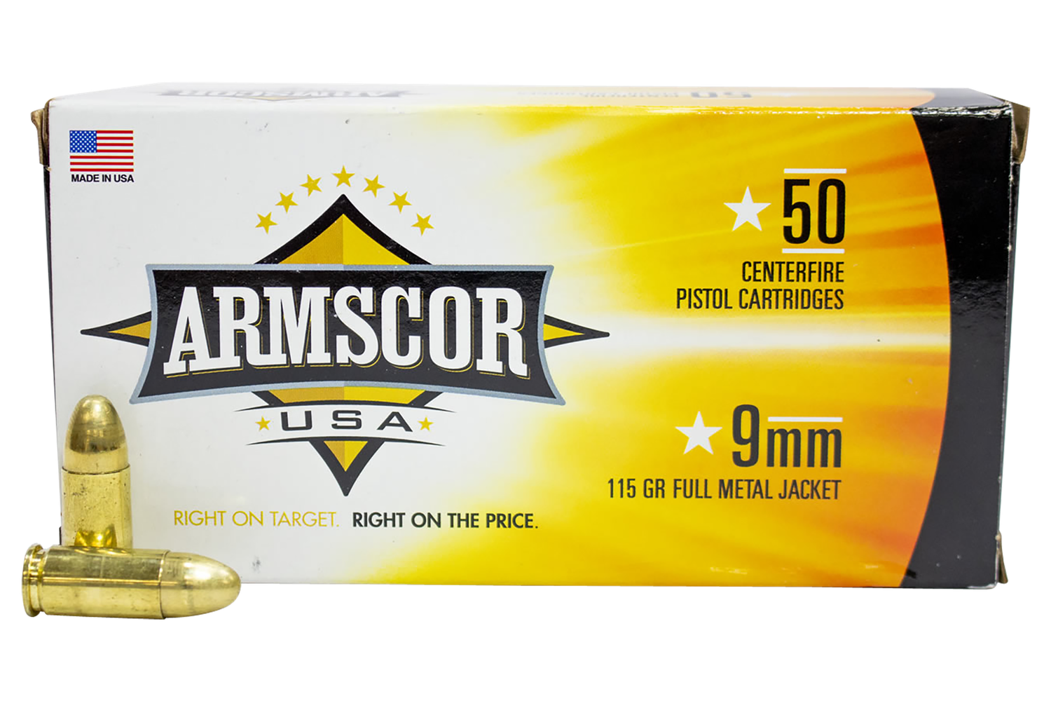 Armscor USA Competition Pistol Ammunition FAC92N, 9mm Luger, Full Metal Jacket (FMJ), 115 GR, 1097 fps, 50 Rd/bx