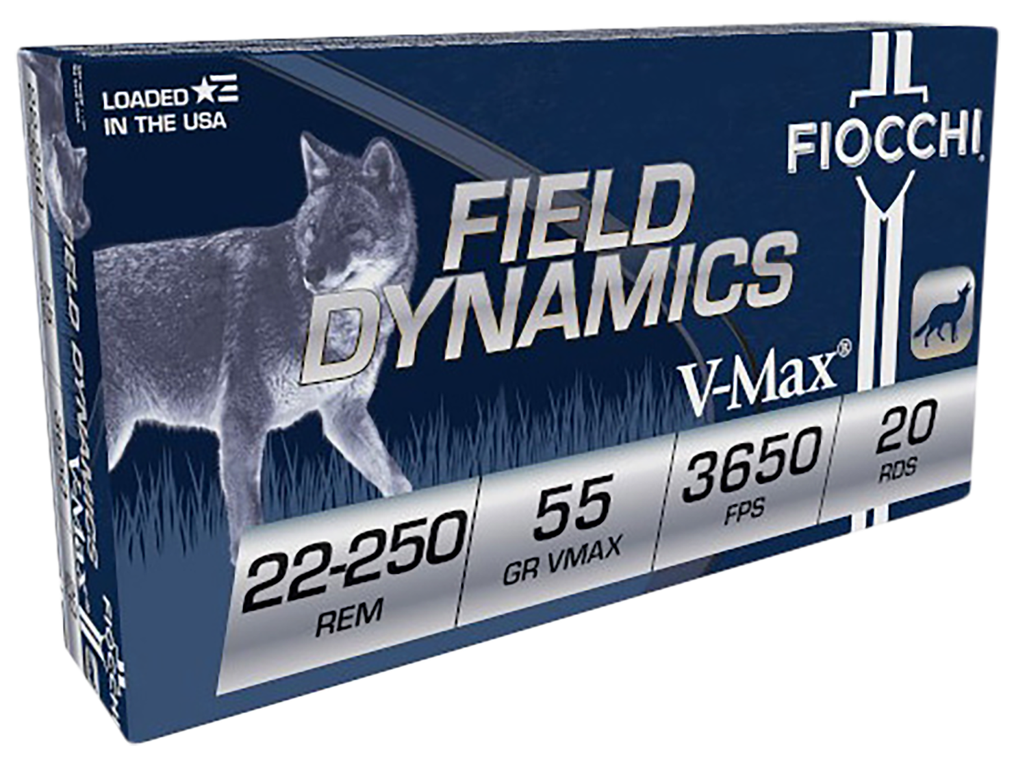 Fiocchi Extrema Rifle Ammunition 22250HVD, 22-250 Remington, V-Max, 55 GR, 20 Rd/bx