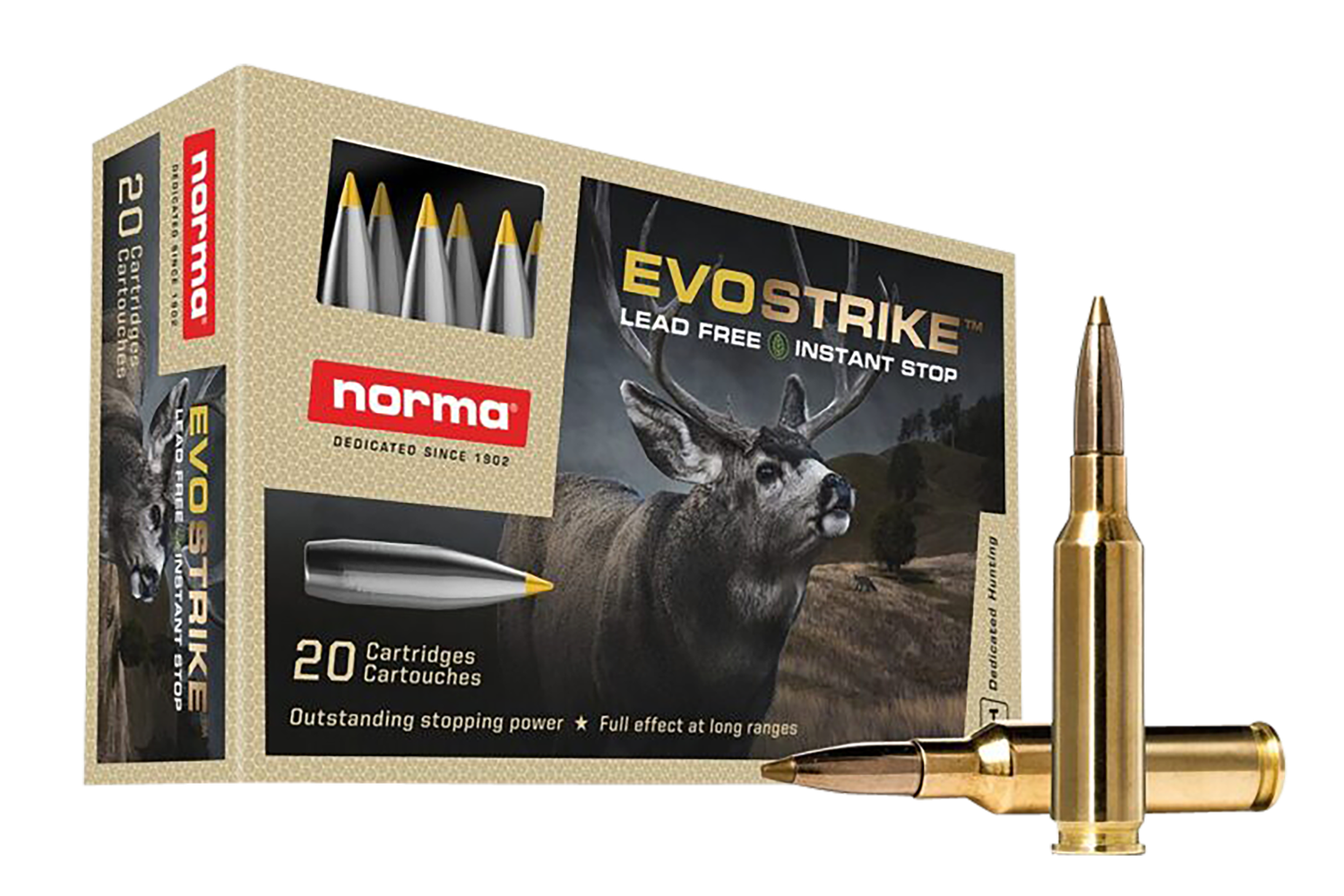 Norma Lead Free Evostrike Rifle Ammunition 20166482, 6.5 Creedmoor, Polymer Tip Boat Tail, 93 gr, 3314 fps, 20 Rd/Bx