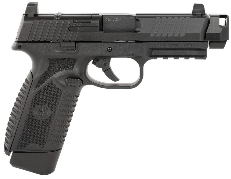 FN Herstal 545 MRD Compensated Optic Ready Pistol 66102135, 45 ACP, 4.43in, Interchangeable Backstrap, Black Finish, 15 Rds