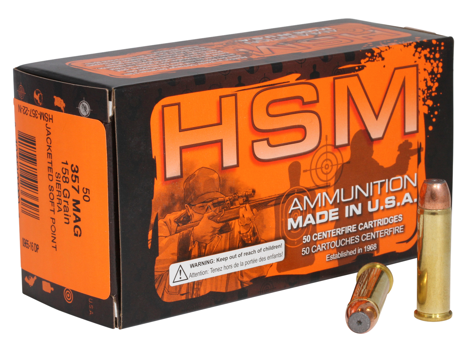 HSM Pro Pistol Ammunition 416N20, 41 Rem Mag, Jacketed Hollow Cavity, 210 gr, 20 Rd/Bx
