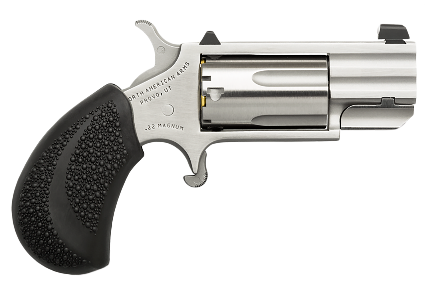 North American Pug Revolver PUGD, 22 Magnum (WMR), 1" Hvy BBL, Rubber Grip, White Dot Sight