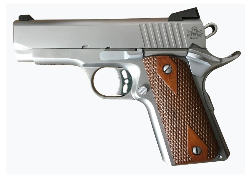 Rock Island Armory M1911 CS Tactical Pistol 51868, 45 ACP, 3.6in, Double Diamond Checkered Wood Grips, 7 Rds