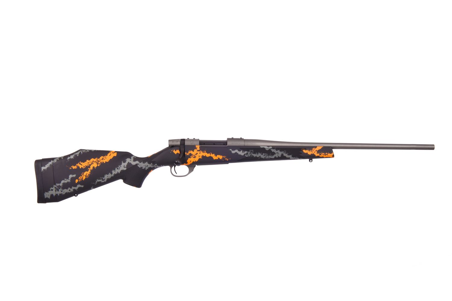 Weatherby Vanguard Compact Hunter Rifle VYH222RR2B, 22-250 Rem, 20", Black W/orange&gray Sponge Stock, 5 Rds