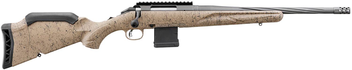 Ruger American Ranch Gen II Rifle 46920, 300 BLK, 16.1 in Threaded, FDE Splatter Gen II American Stock, Gun Metal Gray Cerakote