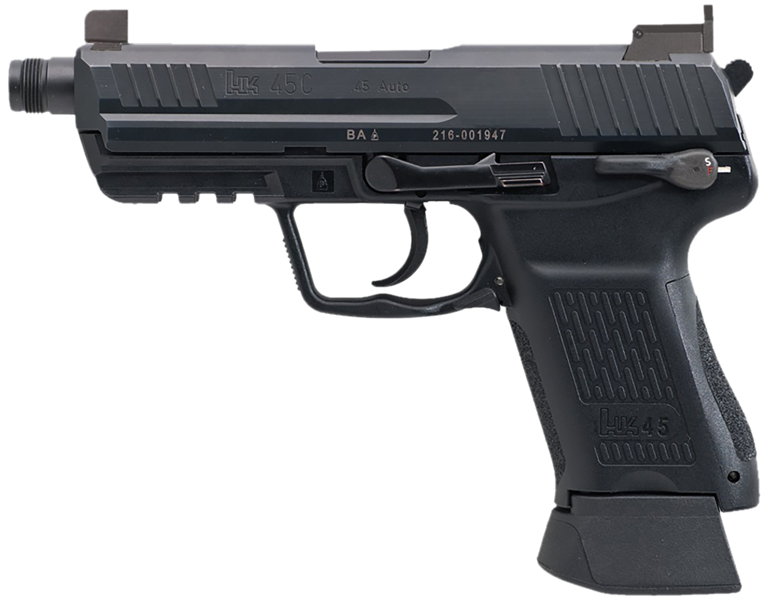 Heckler & Koch HK45CT Tactical V1 Pistol 81001115, 45 ACP, 3.94in, Black Interchangeable Backstrap, Black Finish, 10 Rds