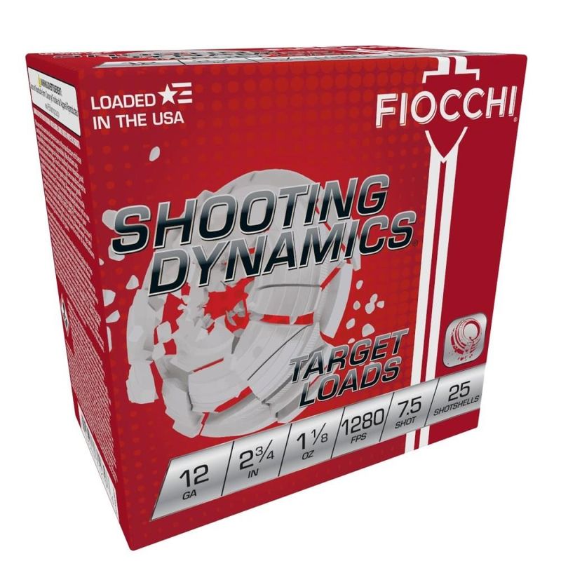 Fiocchi Shooting Dynamics Clay Target Loads 12SDHV75, 12 Gauge, 2-3/4", 1-1/8 oz, 1280 fps, #7.5 Lead Shot , 25 Rds/Bx