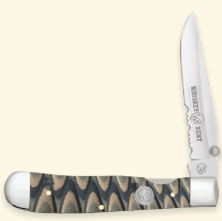 Whiskey Bent Knives Locking Trapper Knife w/Clip Point Blade, Brown Fang Handle (WB16-28)