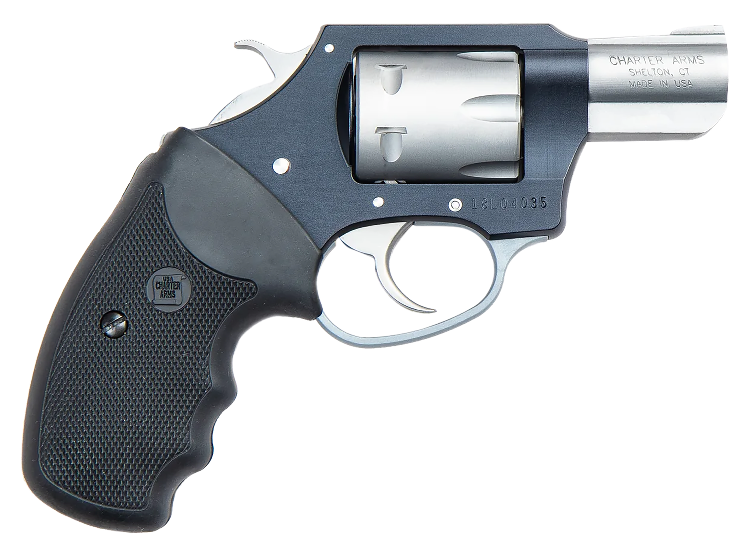 Charter Arms Pathfinder Lite Single Action Revolver 52370, 22 Win Mag Rimfire (WMR), 2", Black Rubber Grips, Black Finish, 6 Rds