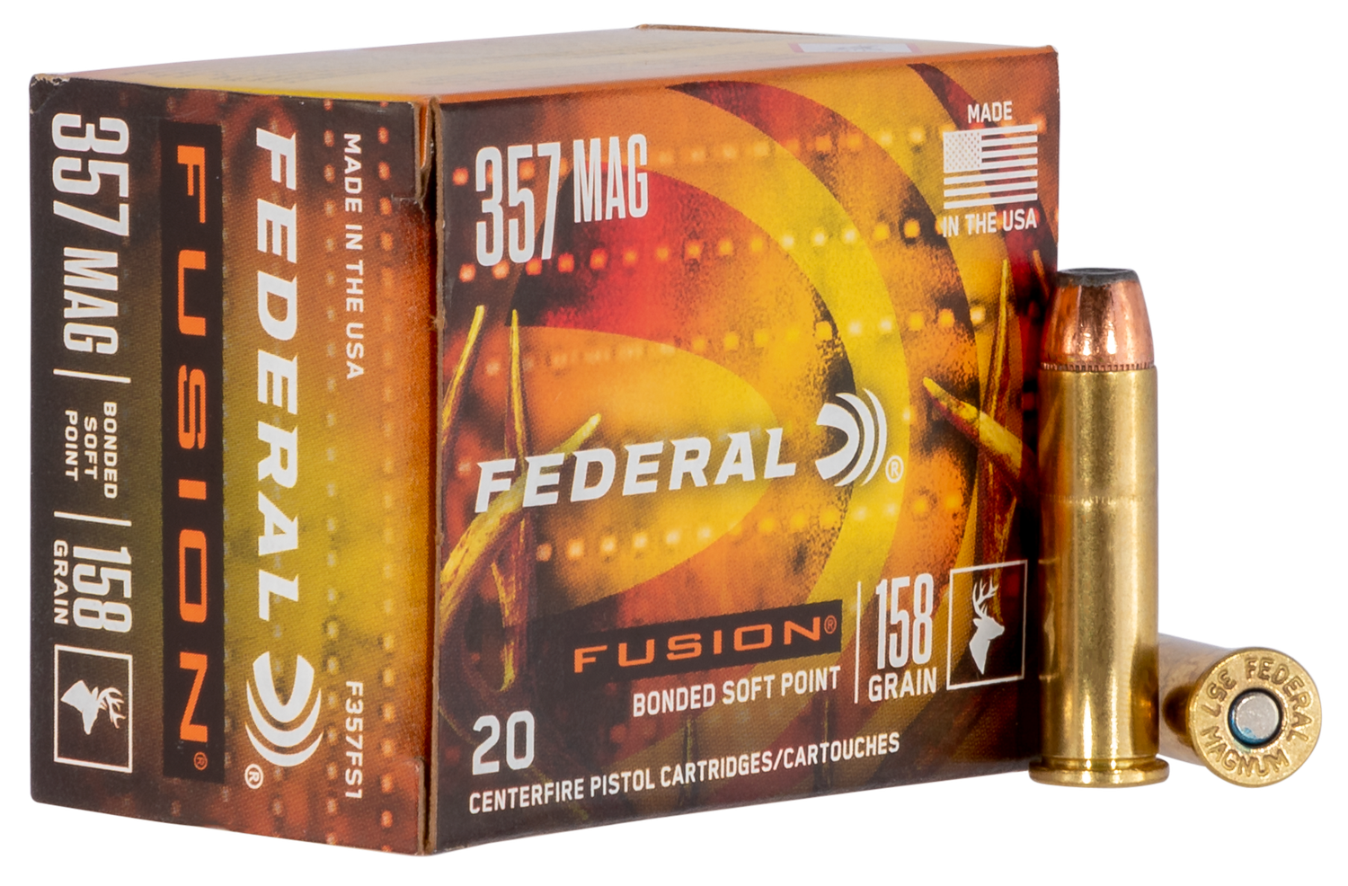 Federal Fusion Handgun Ammunition F357FS1, 357 Magnum, Fusion, 158 GR, 1240 fps, 20 Rd/bx
