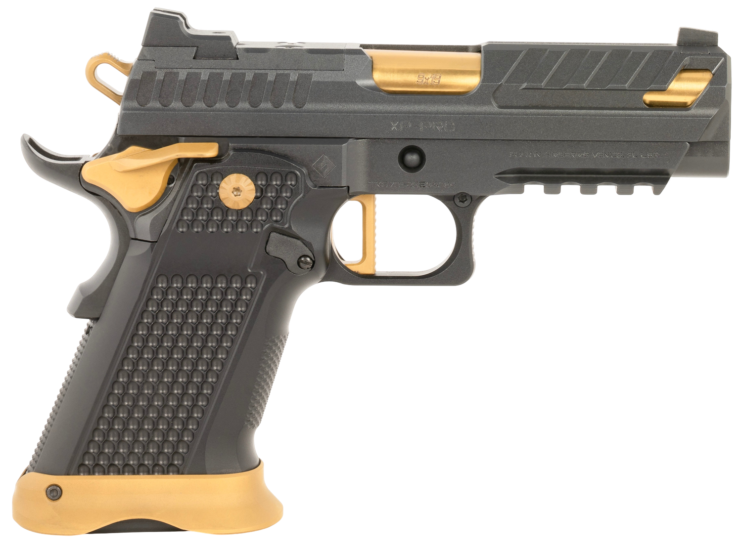 Fusion XP Pro Optic Ready Pistol XP9BLKG, 9mm Luger, 4in, Black Aluminum, Black w/Gold Accents Finish, 17 Rds