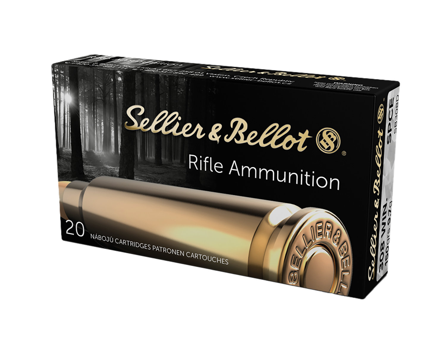 Sellier & Bellot Rifle Ammunition SB308D, 308 Winchester, Soft Point Cutting Edge, 150 GR, 2820 fps, 20 Rd/bx