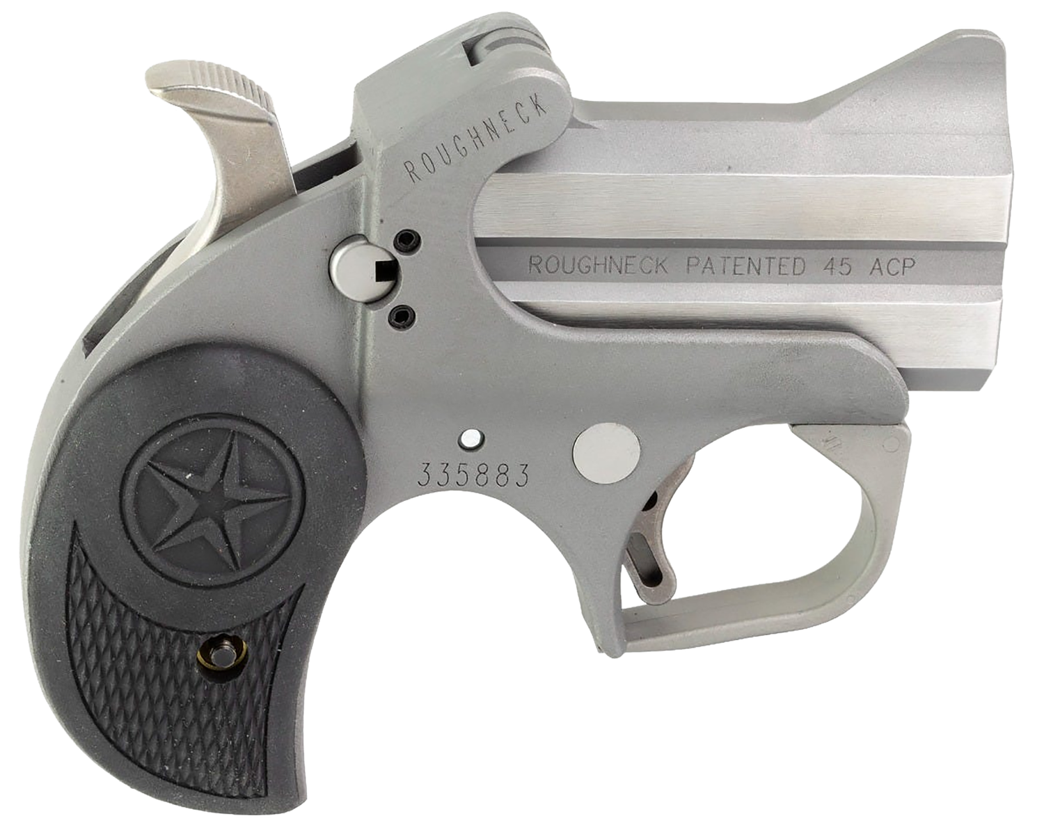 Bond Arms Roughneck Pistol BARN45, 45 ACP, 2.5", Black Rubber Grips, Stainless Finish, 2 Rd