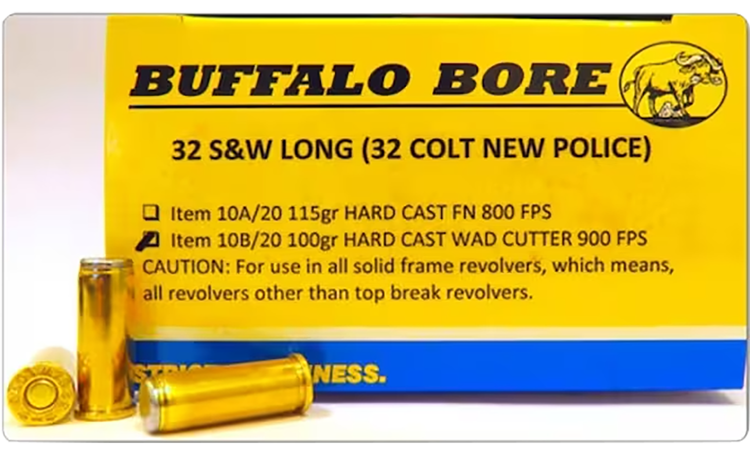 Buffalo Bore Lead Free Handgun Ammunition 3G/20, 45 Colt +P, Barnes XPB, 225 GR, 1500 fps, 20 Rd/bx