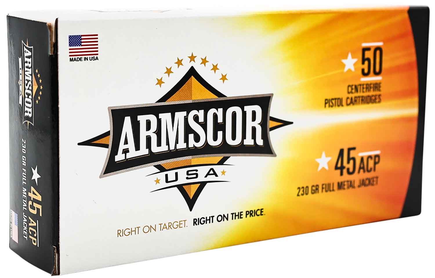 Armscor Pistol Ammunition FAC45-12N, 45 ACP, Full Metal Jacket, 230 GR, 50 Rd/bx