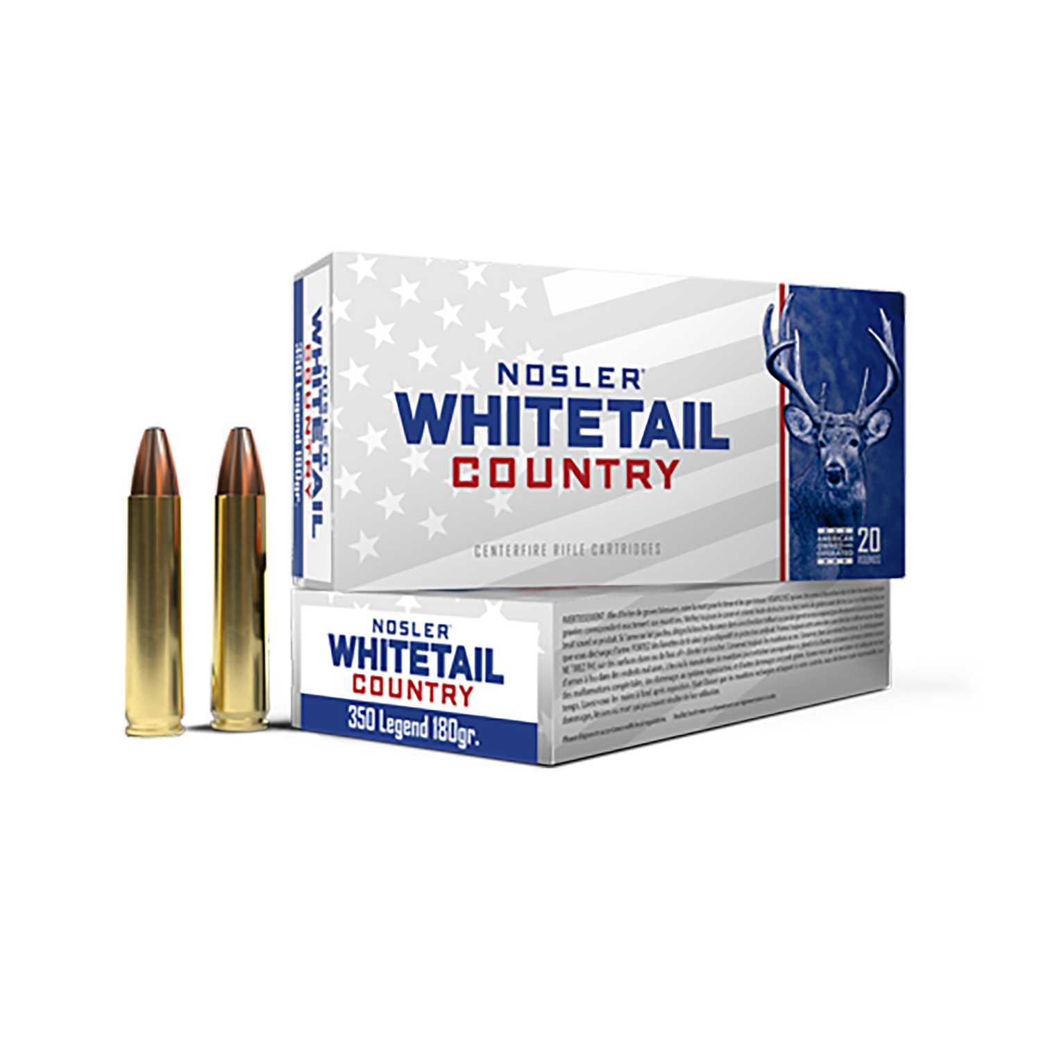 Nosler Whitetail Country Rifle Ammunition 40130, 350 Legend, 180 gr, 20 Rd/Bx