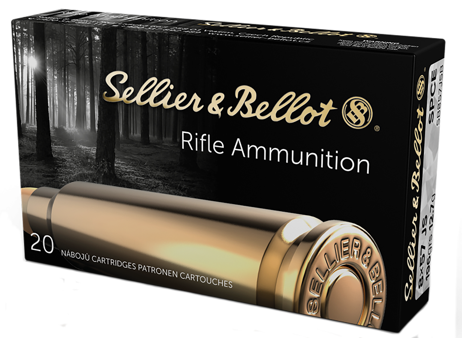 Sellier & Bellot Rifle Ammuntion SB857JSB, 8 X 57 JS (8mm Mauser), Soft Point Cut Edge, 196 GR, 2592 fps, 20 Rd/bx
