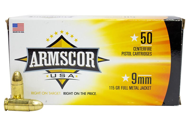 Armscor USA Competition Pistol Ammunition FAC92N, 9mm Luger, Full Metal Jacket (FMJ), 115  GR, 1097  fps, 50 Rd/bx