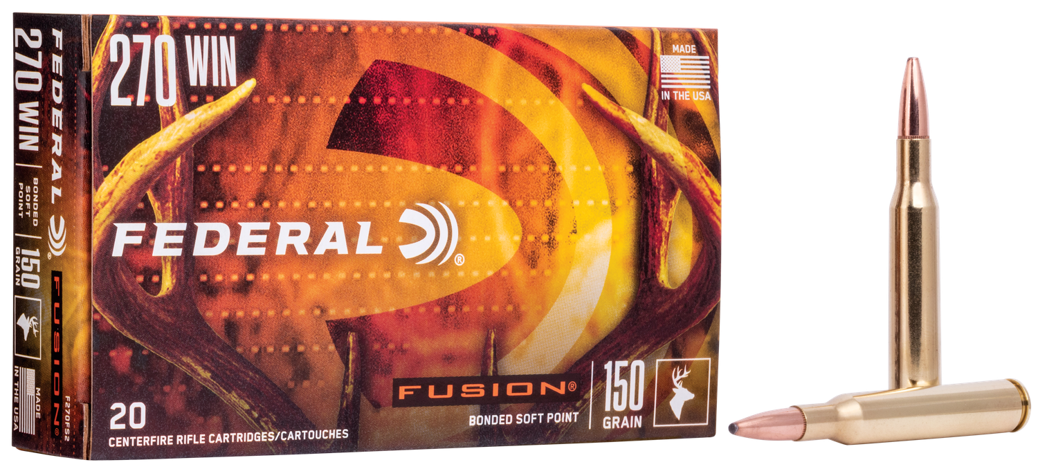 Federal Fusion Rifle Ammunition F270FS2, 270 Winchester, Fusion Ammunition, 150 GR, 2850 fps, 20 Rd/bx