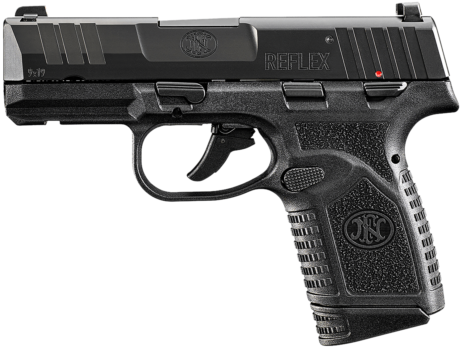 FN Herstal Reflex Pistol 66101420, 9mm Luger, 3.30in, Black Stippled, Black Finish, 10 Rds