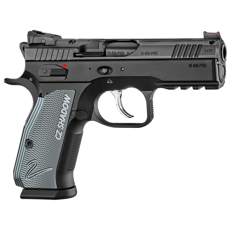 CZ Shadow 2 Compact Pistol 91252, 9mm, 4", Textured Aluminum Grips, Black Steel Frame, Optic Ready, 15 Rds
