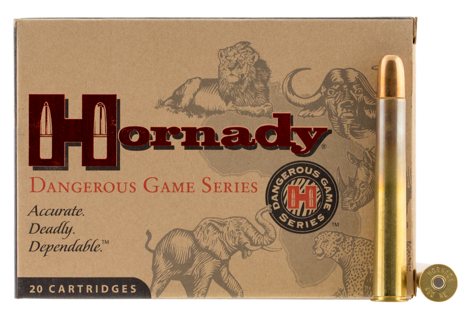 Hornady Rifle Ammunition 8269, 500 Nitro Express, Dangerous Game Solid, 570 GR, 2150 fps, 20 Rd/bx
