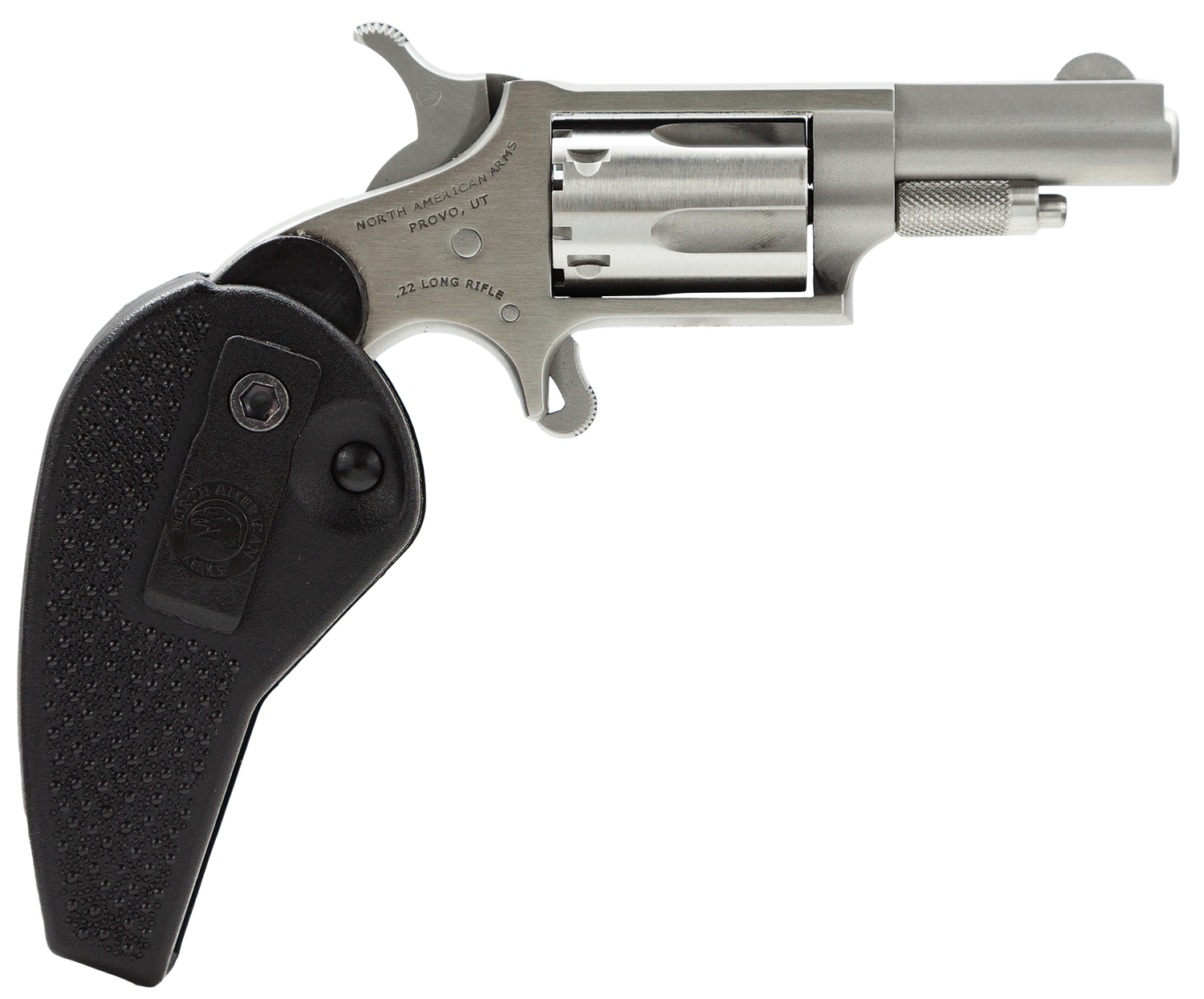 North American Mini-Revolver HGBKLLR, 22 LR, 1 5/8", Black Holster Grip, Stainless Finish, 5 Rd