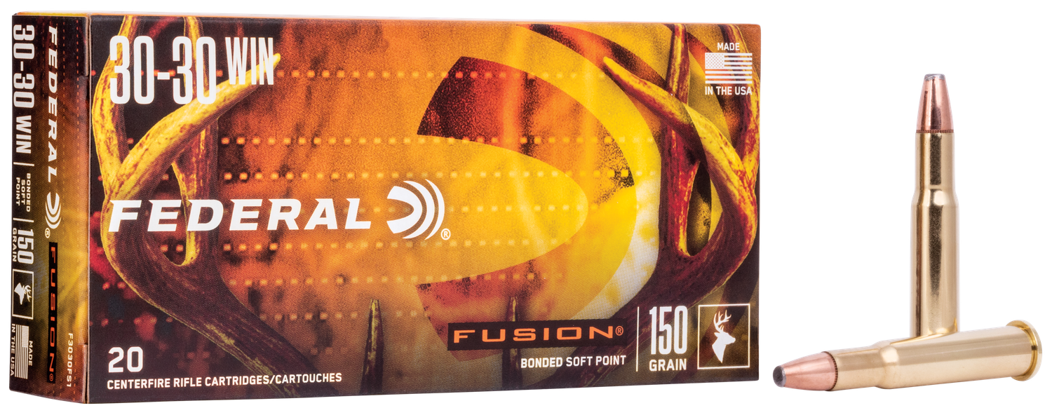 Federal Fusion Rifle Ammunition F3030FS1, 30-30 Winchester, Fusion Ammunition, 150 GR, 2390 fps, 20 Rd/bx