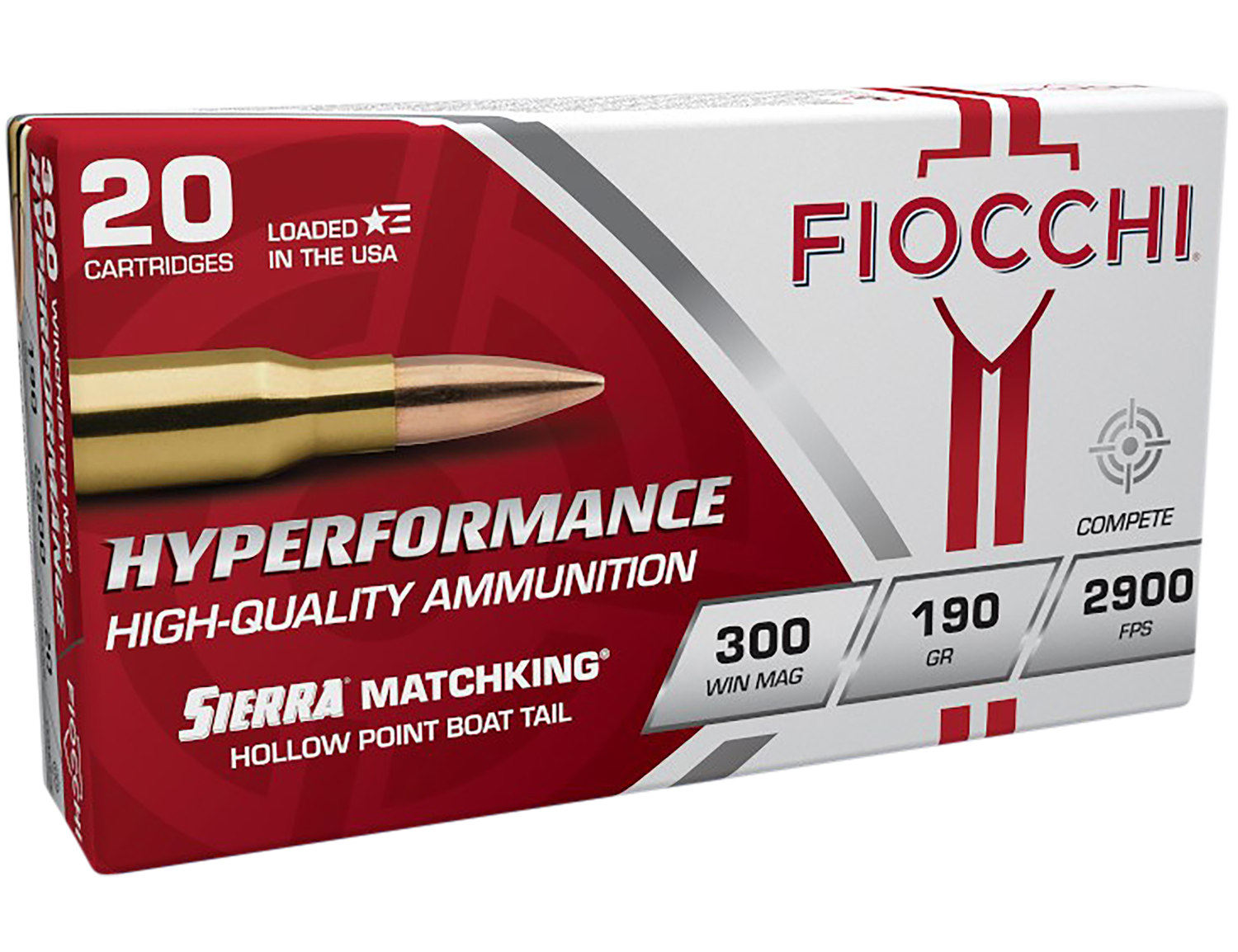 Fiocchi Exacta Match Rifle Ammunition 300WMMKE, 300 Winchester Magnum, Match King Hollow Point (HP), 190 GR, 3100 fps, 20 Rd/bx