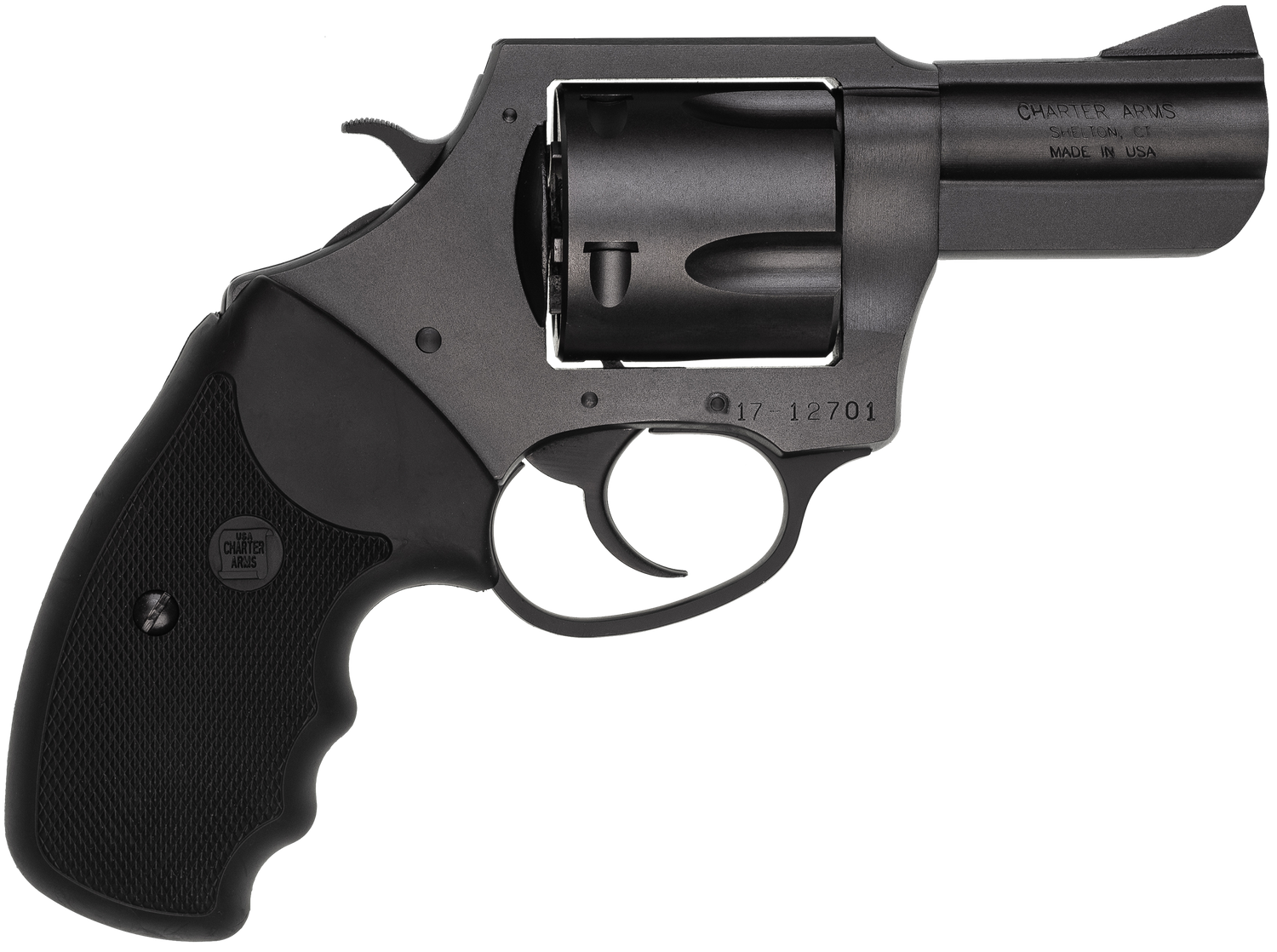 Charter Arms Pitbull Single/Double Action Revolver 64520, 45 ACP, 2.5", Black Rubber Grips, Black Nitride Finish, 5 Rds