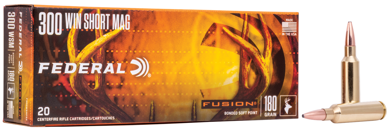 Federal Fusion Rifle Ammunition F300WSMFS2, 300 WSM, Fusion Ammunition, 180 GR, 2950 fps, 20 Rd/bx