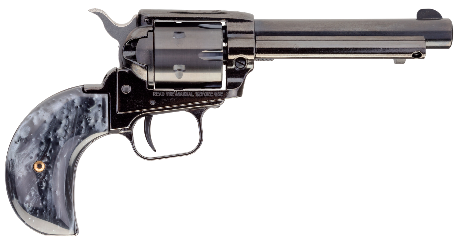 Heritage Rough Rider SAO Revolver RR22MB4BHBPRL, 22 LR, 4.75", Black Pearl Grips, Black Finish, 6 Rds
