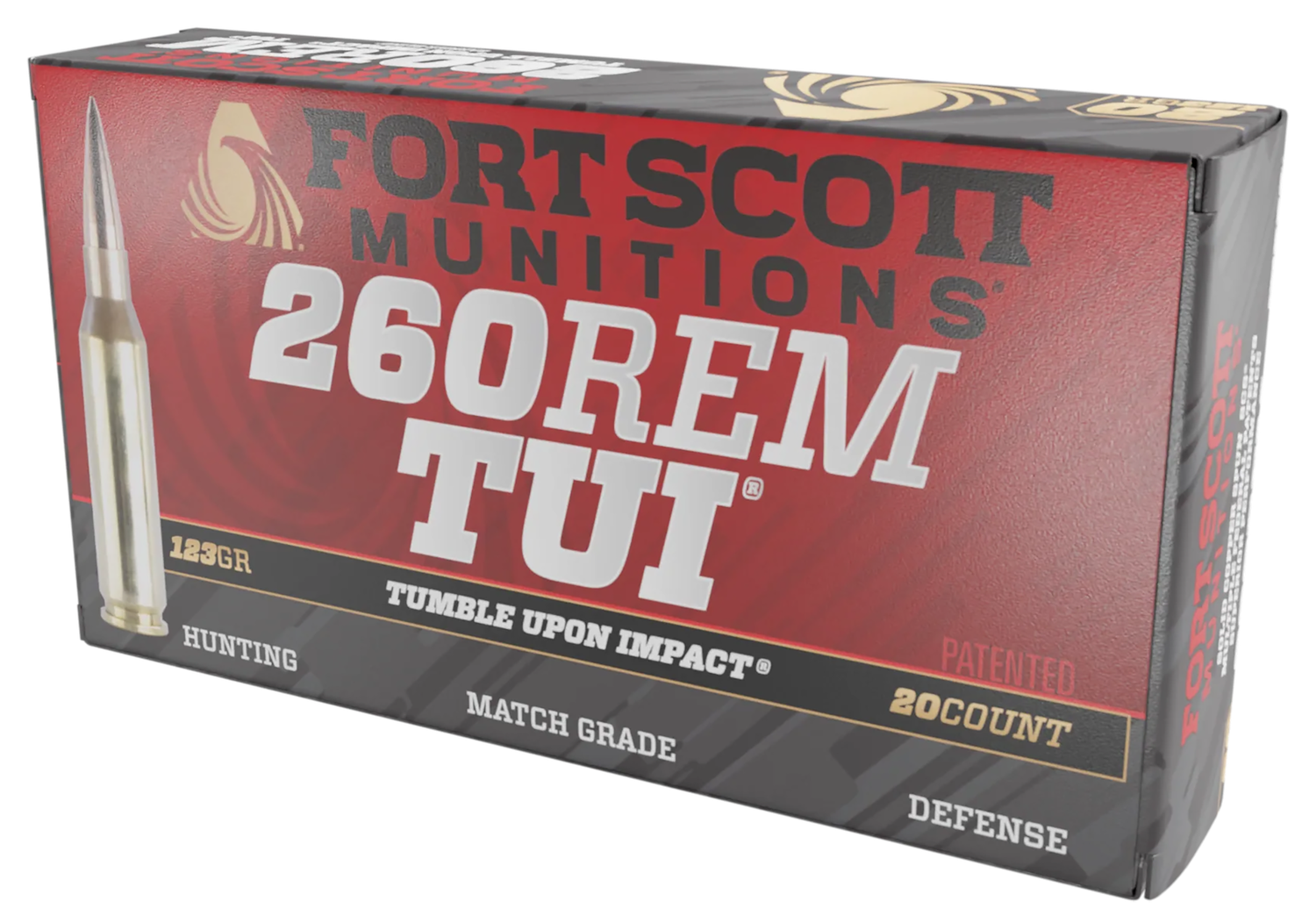 Fort Scott Munitions TUI Rifle Ammunition 260123SCV2, 260 Rem, Solid Copper Spun, 123 gr, 2782 fps, 20 Rd/Bx
