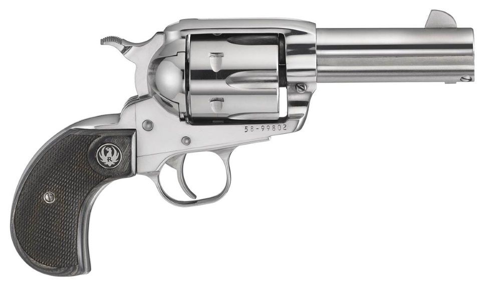 Ruger Vaquero Birds Head Revolver 10596, 44 Mag/44 Special, 3.75in, Black Deluxe Altamont Grips, High Gloss Stainless, 6 Rds