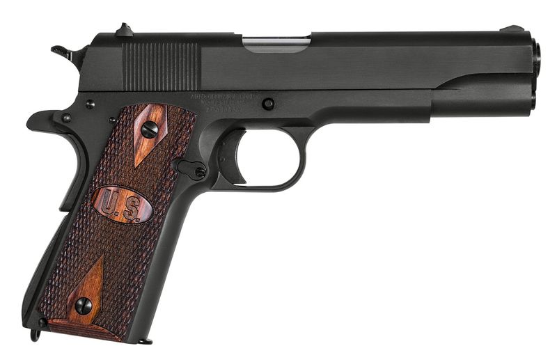 Kahr 1911 A1 GI Spec Pistol 1911BKO9W, 9mm Luger, 5in, Checkered Wood w/Integrated US Logo Grips, Matte Black Finish, 9 Rds