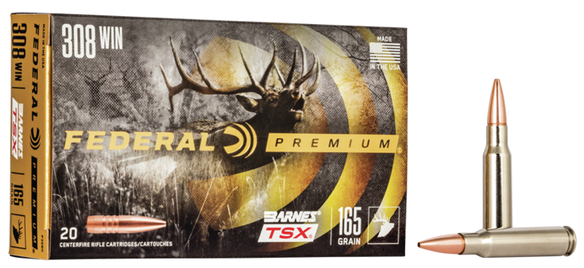 Federal Premium Vital-Shok Rifle Ammunition P308H, 308 Winchester, Barnes Triple Shock X-Bullet, 165 GR, 2650 fps, 20 Rd/bx