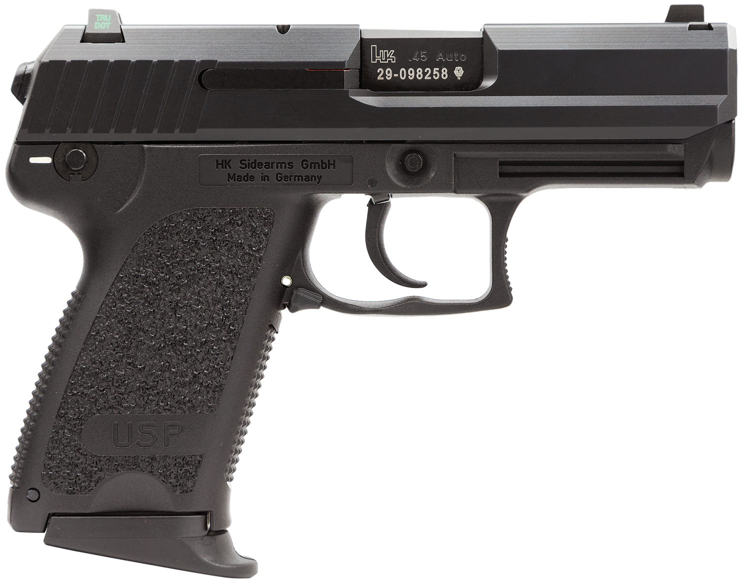 Heckler & Koch USP45 Compact V1 DA/SA Pistol 81000343, 45 ACP, 3.78", Black Grips, Black Finish, 8 Rds