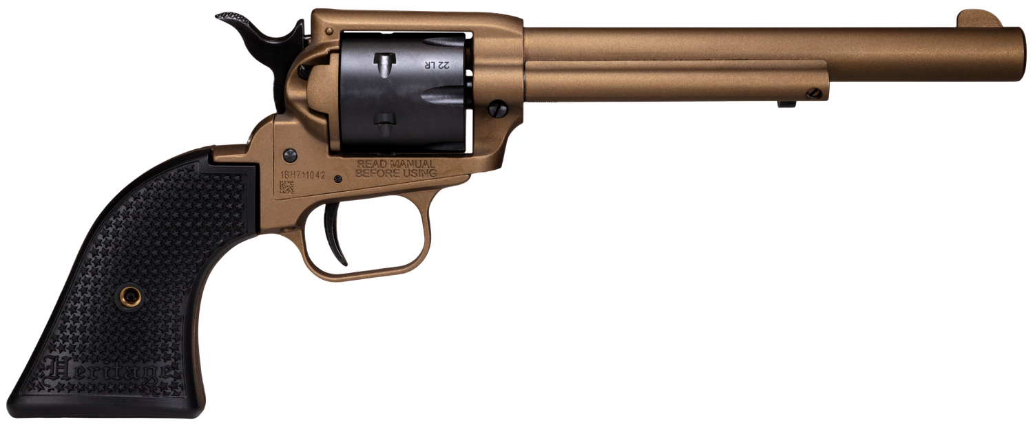 Heritage Rough Rider SAO Revolver SRR22A6, 22 LR, 6.50", Black Polymer Grips, Burnt Bronze Finish, 6 Rds