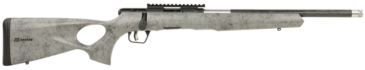 Savage B22 Timberlite Bolt-Action Rifle 70518, 22 Mag, 18", Synthetic Grey/black Web Thumbhole Stock, 10 Rds