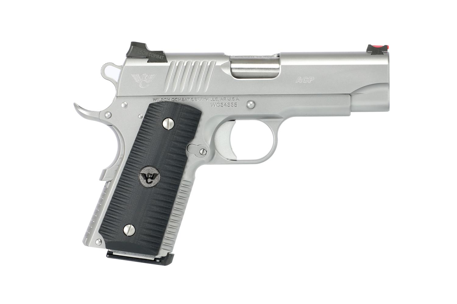 Wilson Combat ACP Compact Pistol ACP-CP-45-SS, 45 ACP, 4in, Eagle Claw Grips, Bead-Blasted Stainless, 8 Rds
