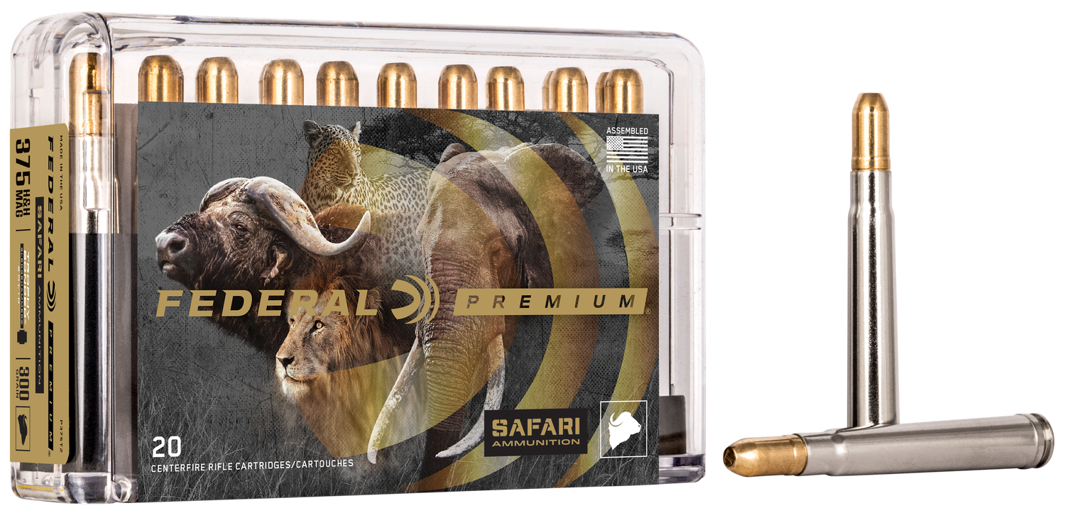 Federal Premium Cape-Shok Rifle Ammunition P375T2, 375 Holland H&H Mag, Trophy Bonded Sledgehammer, 300 GR, 2530 fps, 20 Rd/bx