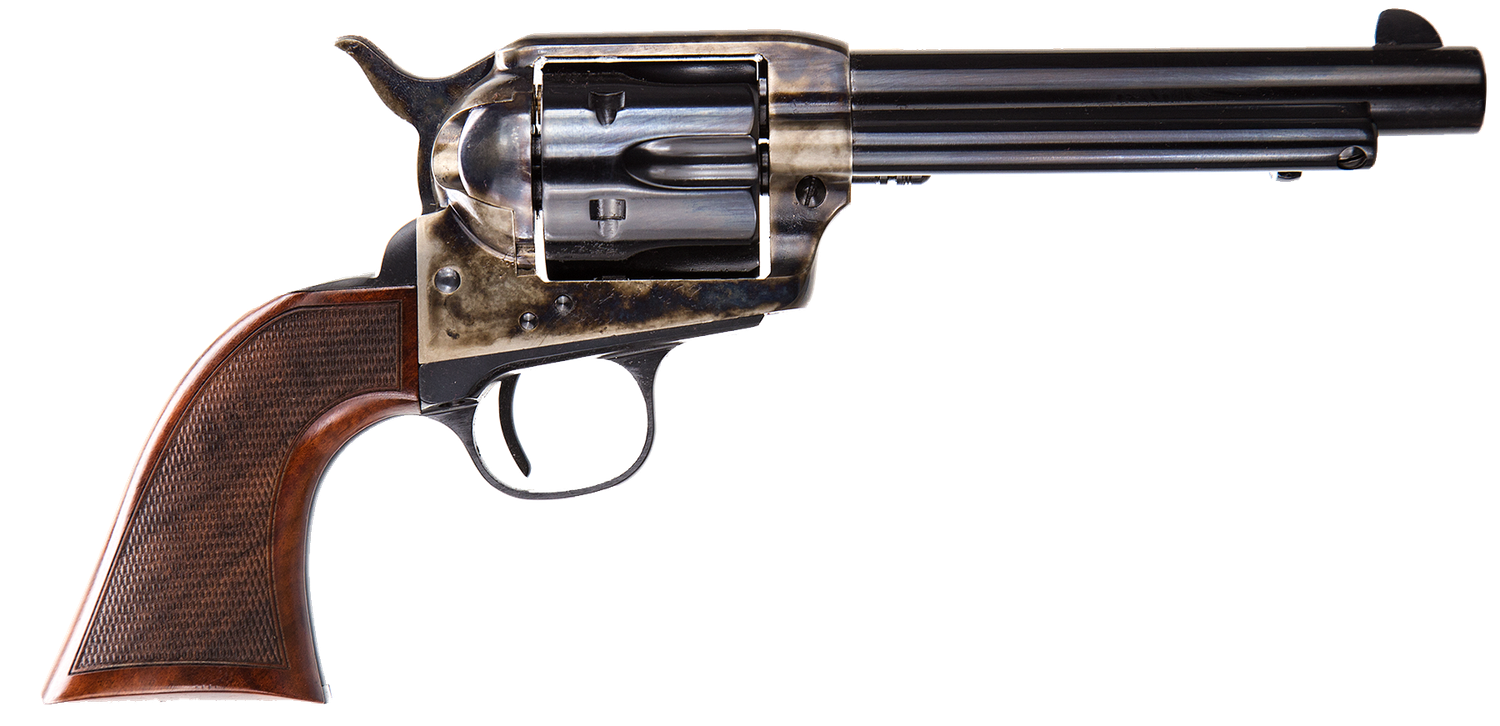 Taylors Smoke Wagon Cattleman XLD Revolver 4110DE, 45 Long Colt, 5 1/2 in, Wood Grip, Case Hardened Blue Finish, 6 rd