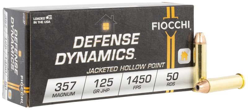 Fiocchi Shooting Dynamics Pistol Ammunition 357D, 357 Magnum, SJHP, 125 GR, 1450 fps, 50 Rd/bx