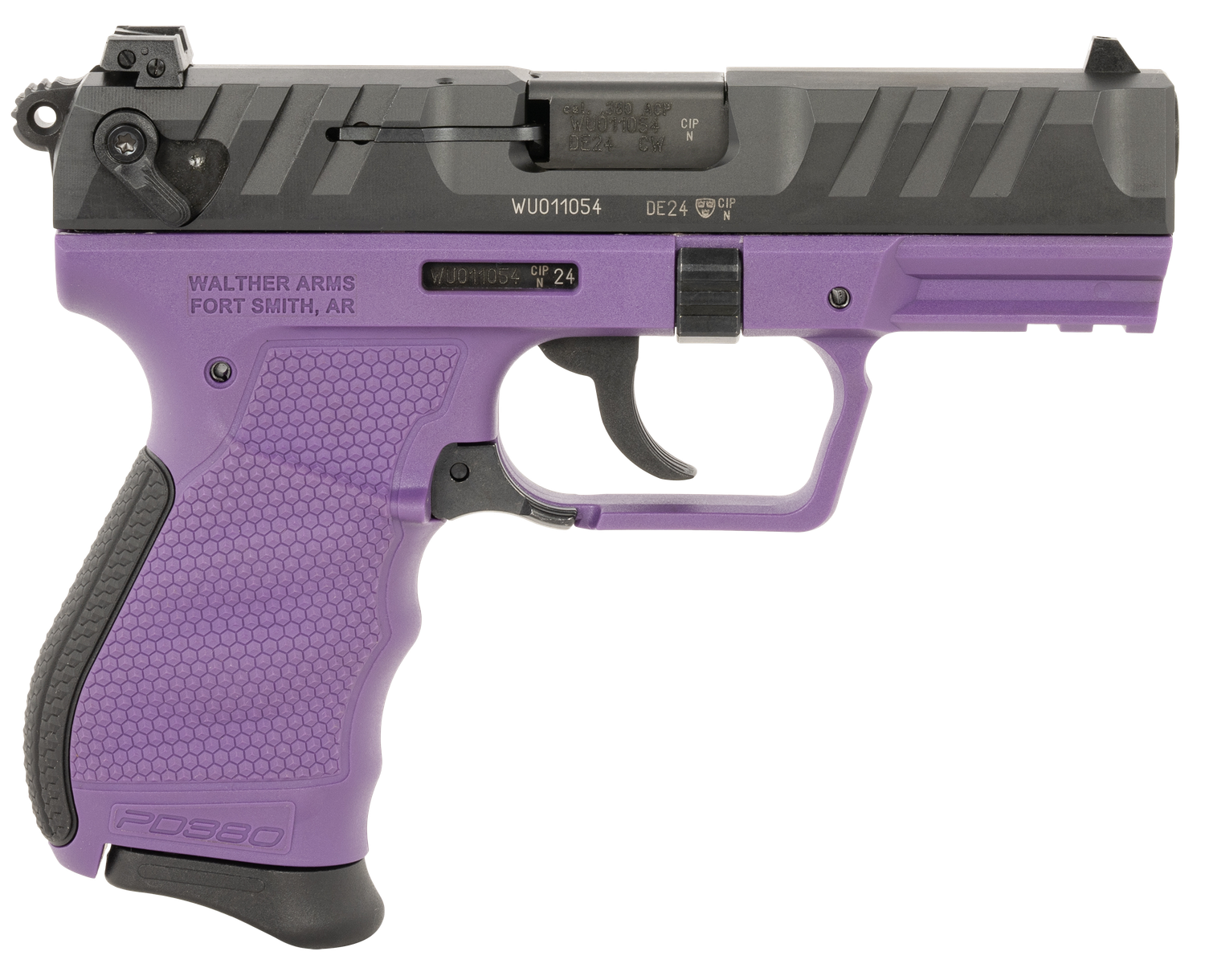 Walther PD380 Pistol 5050511, 380 ACP, 3.70in, Textured Wraparound Grips, Purple Finish, 9 Rds