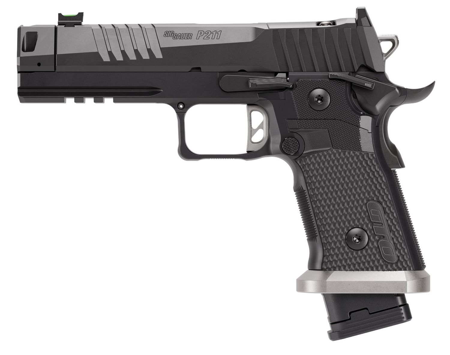 Sig Sauer P211-GTO Pistol 211F-9-GTO, 9mm, 4.4in Bull Barrel, Aluminum/G-10 Grips, MACH3D Compensator, 21 Rds