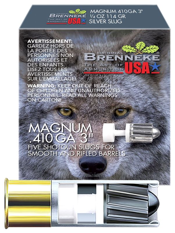 Brenneke Slugs SL4103M 2115638, 410 Gauge, 3 in, 1/4 oz, 1755 fps, Slug, 5 Rd/bx